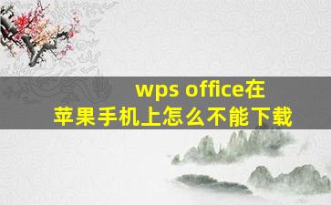 wps office在苹果手机上怎么不能下载